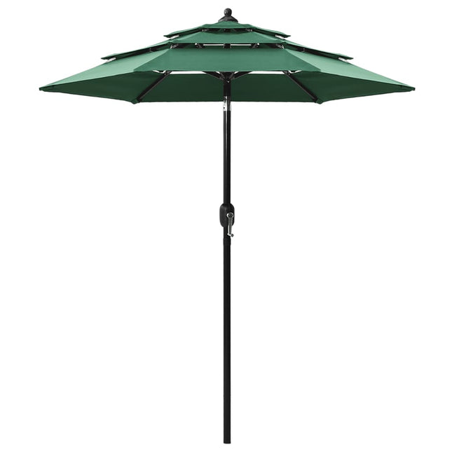 Parasol 3-Laags Met Aluminium Paal 2 m Groen