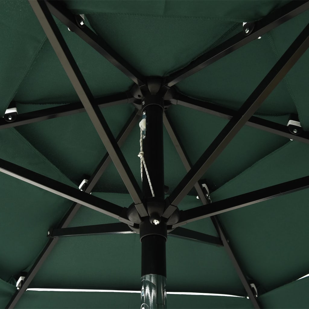 Parasol 3-Laags Met Aluminium Paal 2 m Groen
