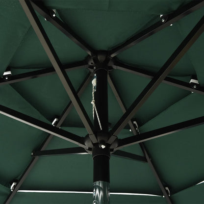 Parasol 3-Laags Met Aluminium Paal 2 m Groen