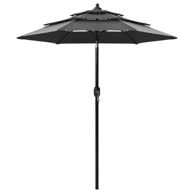 Parasol 3-Laags Met Aluminium Paal Kleurig 2 m Antraciet