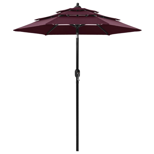 Parasol 3-Laags Met Aluminium Paal 2 m Bordeauxrood