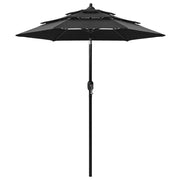 3-layer parasol with aluminum pole 2 m black