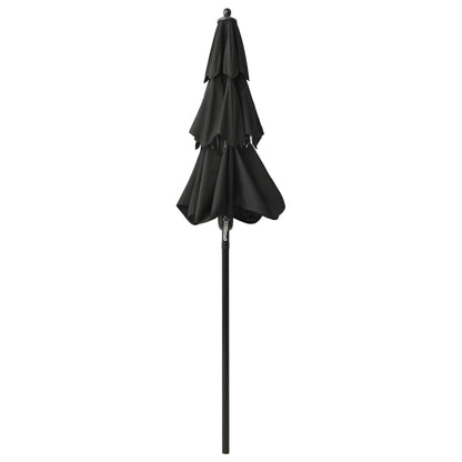 Parasol 3-Laags Met Aluminium Paal 2 m Zwart