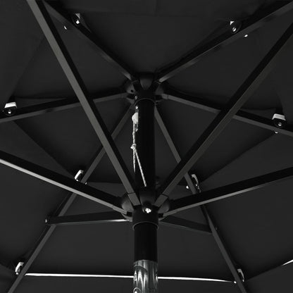 Parasol 3-Laags Met Aluminium Paal 2 m Zwart