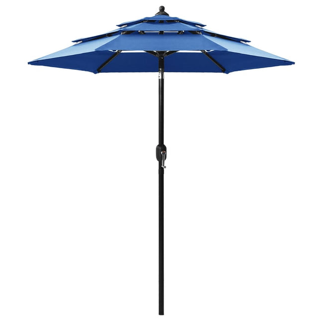 Parasol 3-Laags Met Aluminium Paal Azuurblauw 2 m azure blue