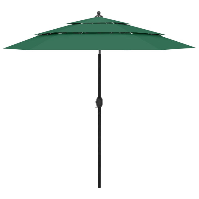 Parasol 3-Laags Met Aluminium Paal 2,5 M 2.5 m Groen