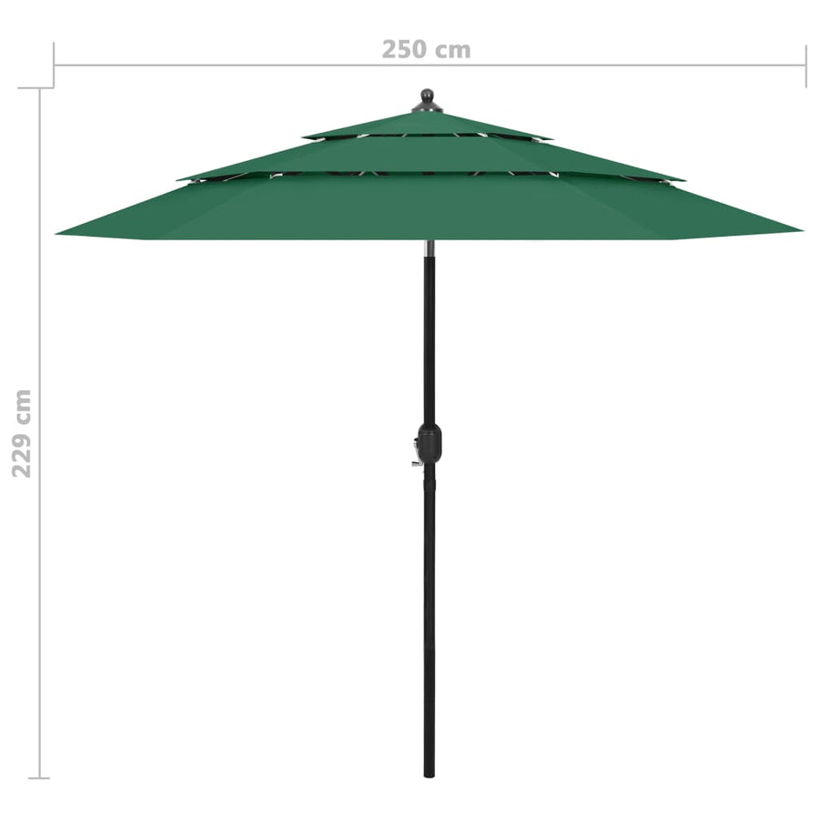 Parasol 3-Laags Met Aluminium Paal 2,5 M 2.5 m