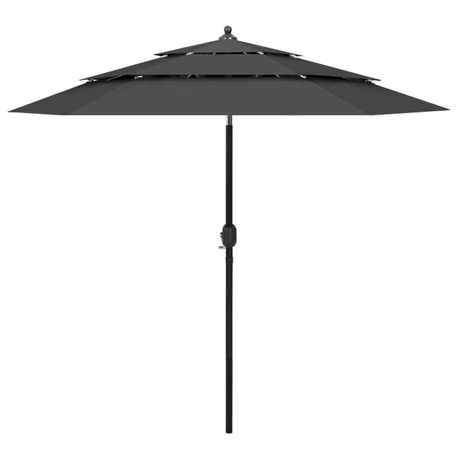 Parasol 3-Laags Met Aluminium Paal 2,5 M Kleurig 2.5 m Antraciet