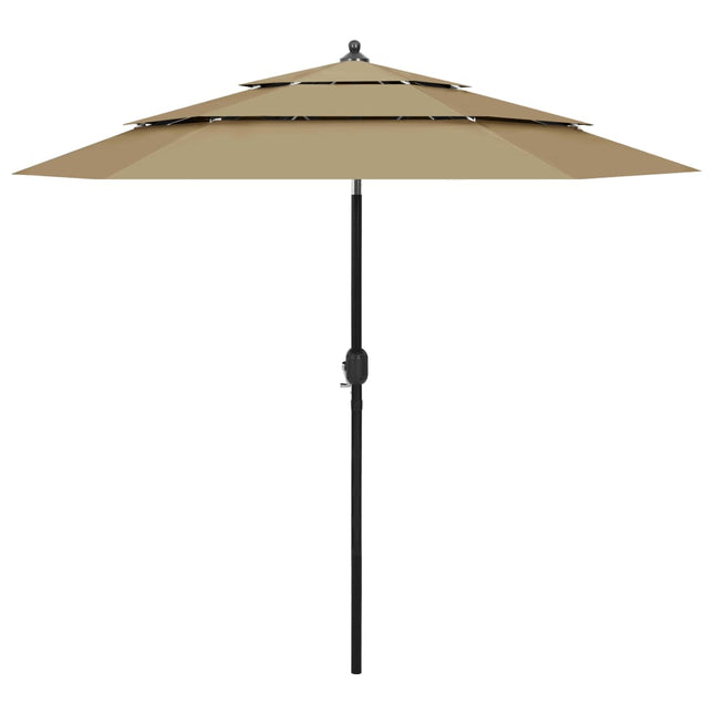 Parasol 3-Laags Met Aluminium Paal 2,5 M 2.5 m Taupe