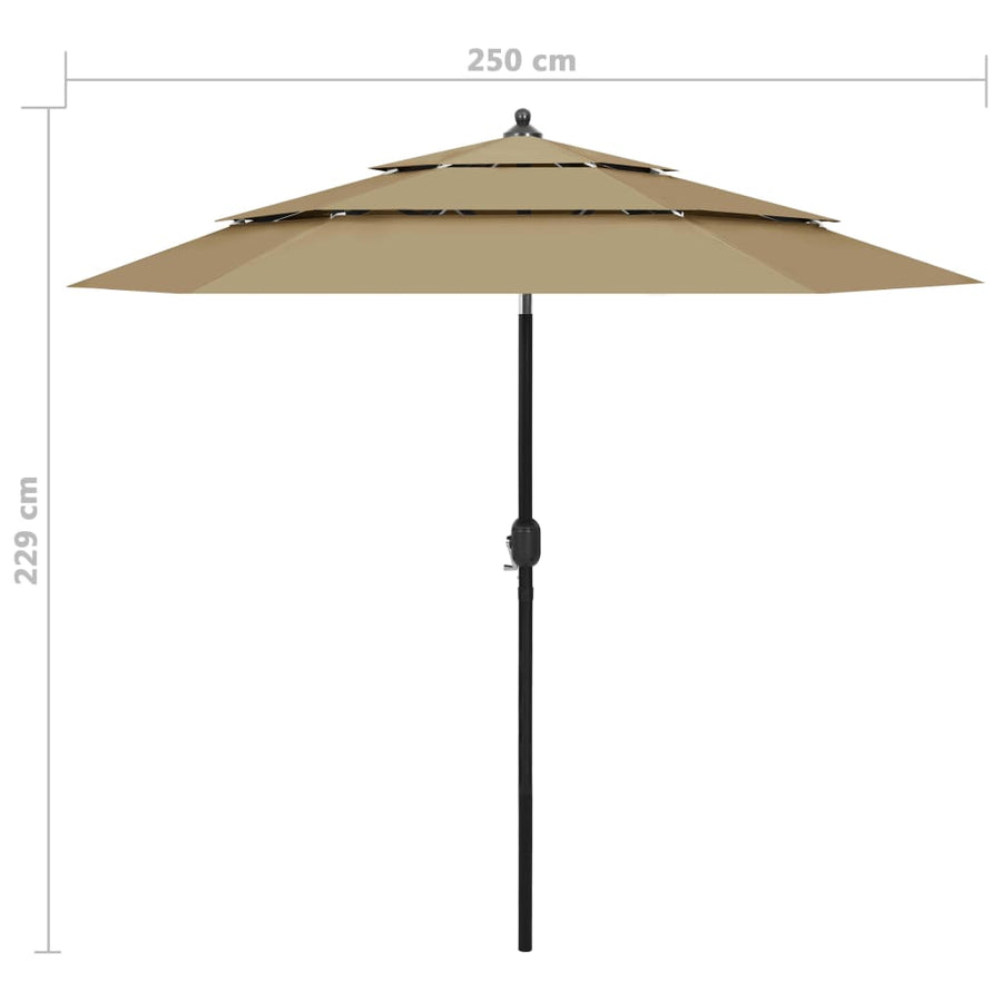 Parasol 3-Laags Met Aluminium Paal 2,5 M 2.5 m