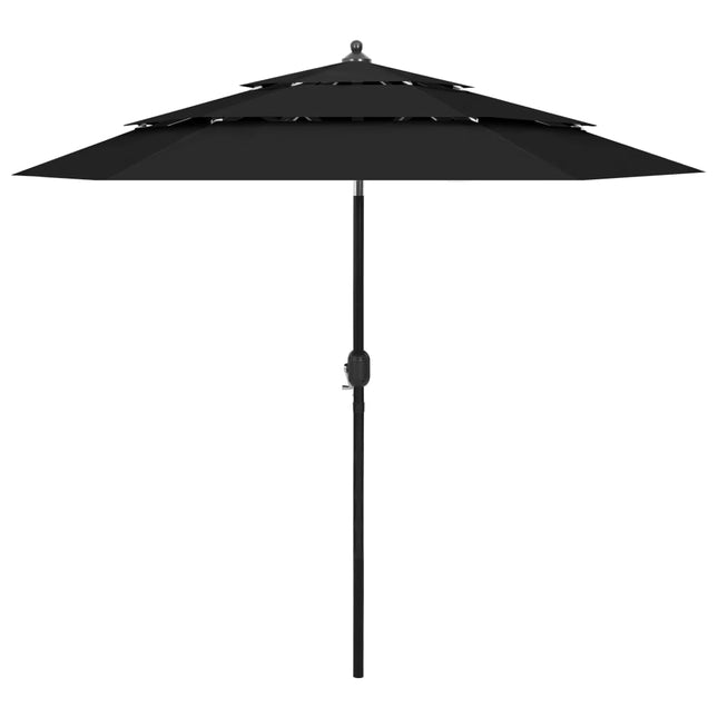 Parasol 3-Laags Met Aluminium Paal 2,5 M 2.5 m Zwart