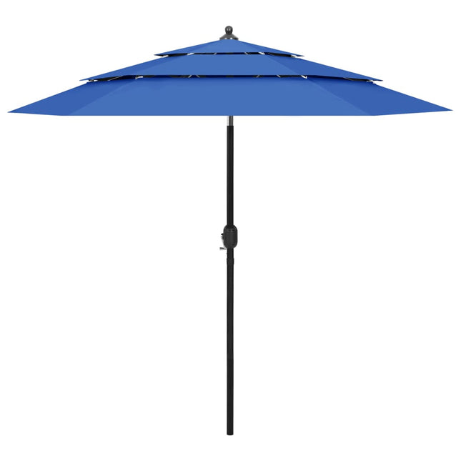 Parasol 3-Laags Met Aluminium Paal 2,5 M Azuurblauw 2.5 m azure blue