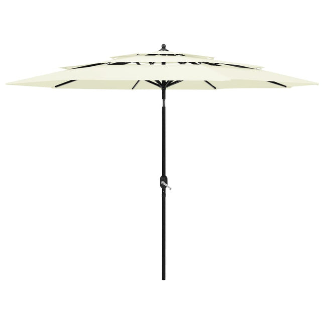 Parasol 3-Laags Met Aluminium Paal Kleurig 3 m Zand