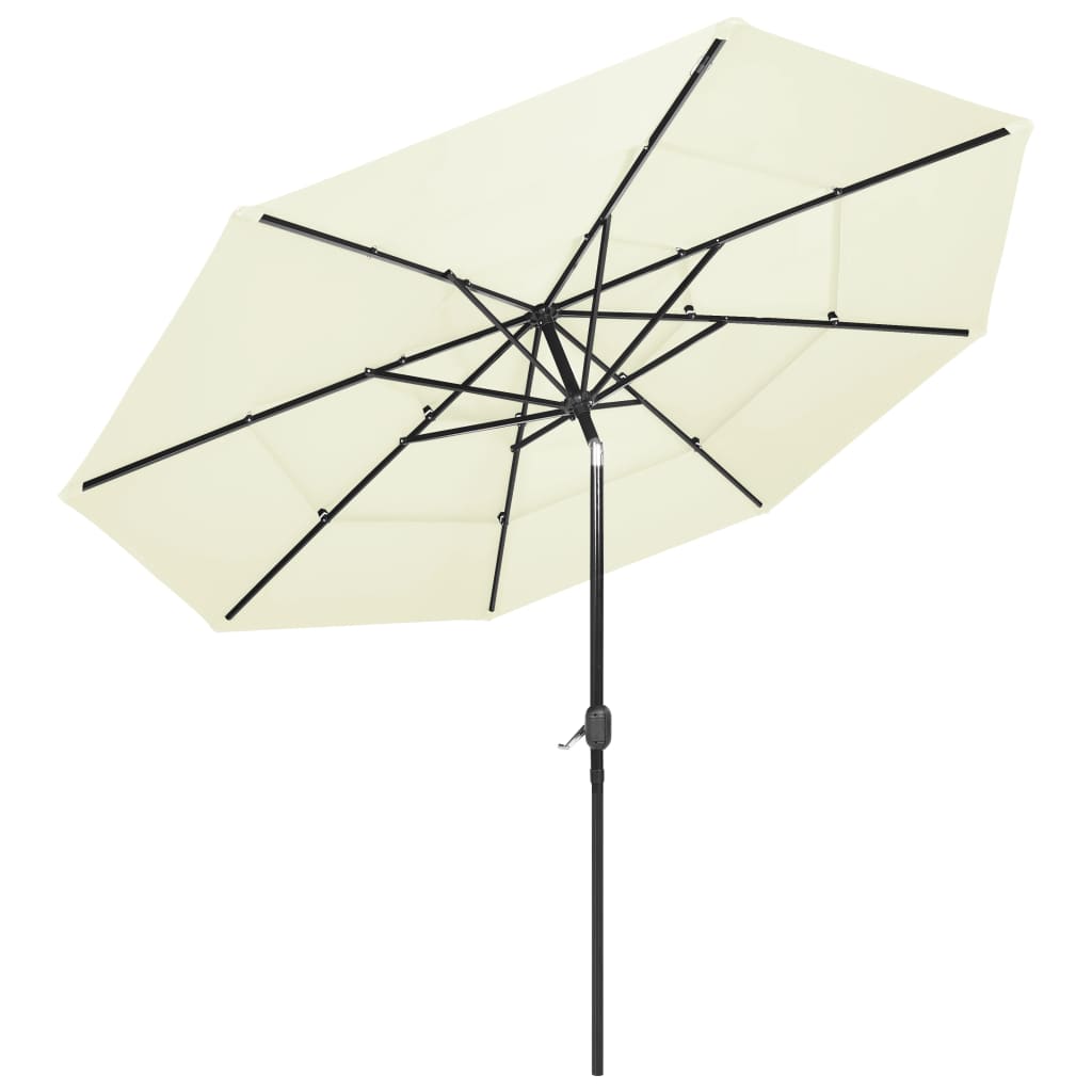 Parasol 3-Laags Met Aluminium Paal Kleurig 3 m Zand