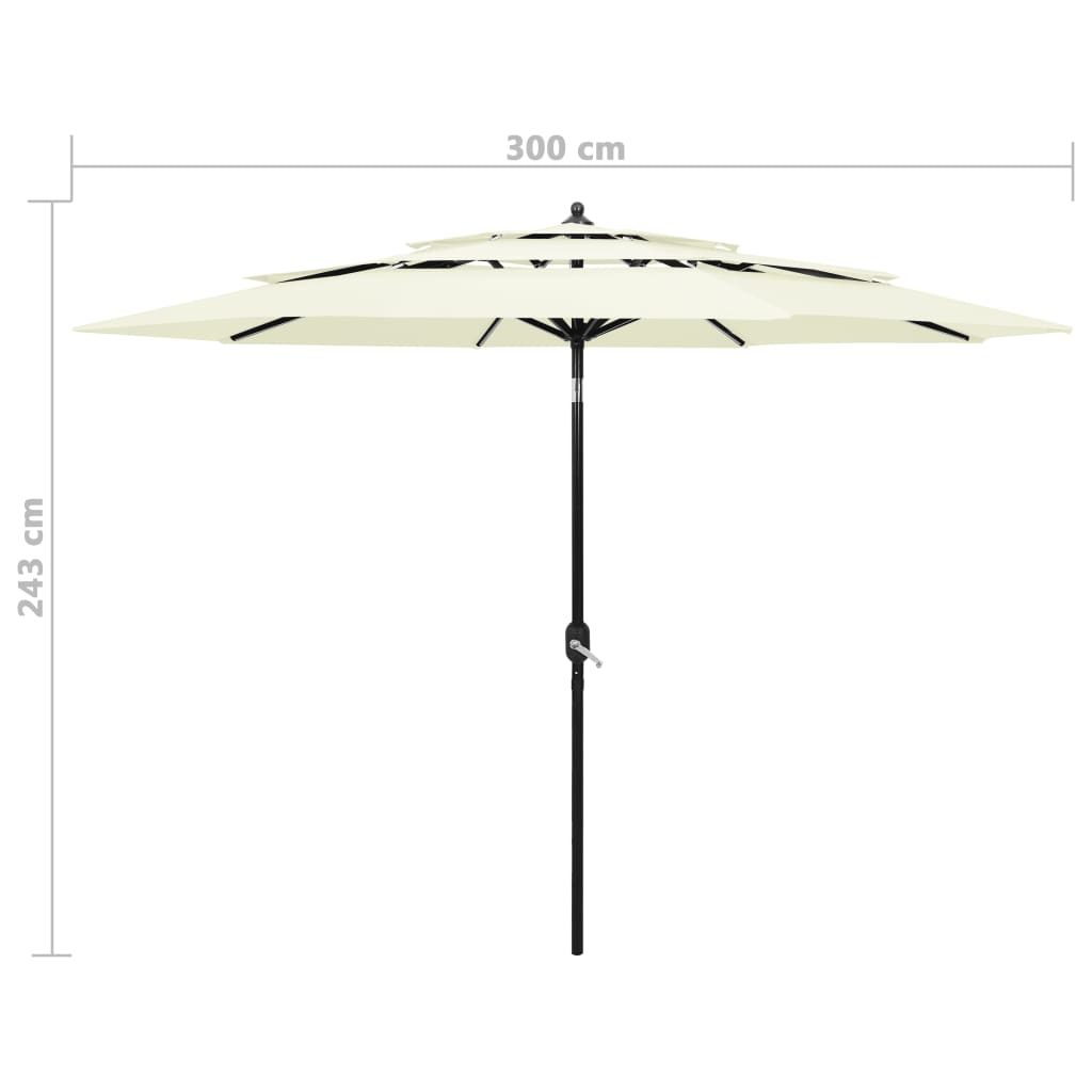 Parasol 3-Laags Met Aluminium Paal Kleurig 3 m Zand