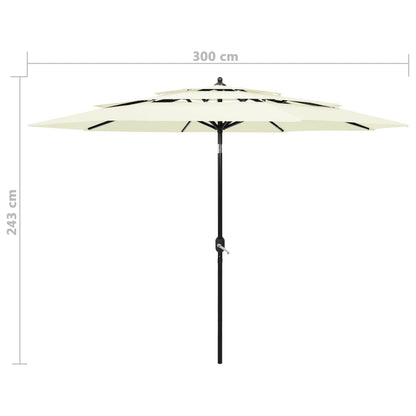 Parasol 3-Laags Met Aluminium Paal Kleurig 3 m Zand