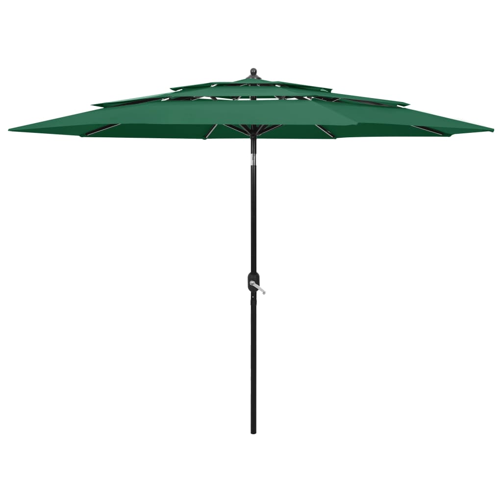 Parasol 3-Laags Met Aluminium Paal 3 m Groen