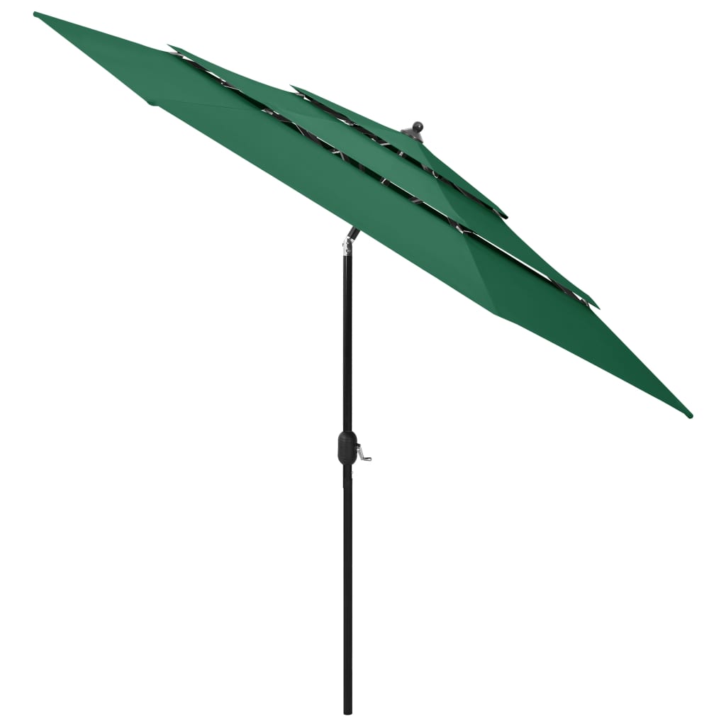 Parasol 3-Laags Met Aluminium Paal 3 m Groen
