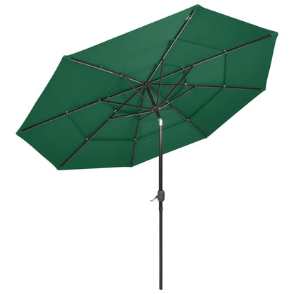 Parasol 3-Laags Met Aluminium Paal 3 m Groen