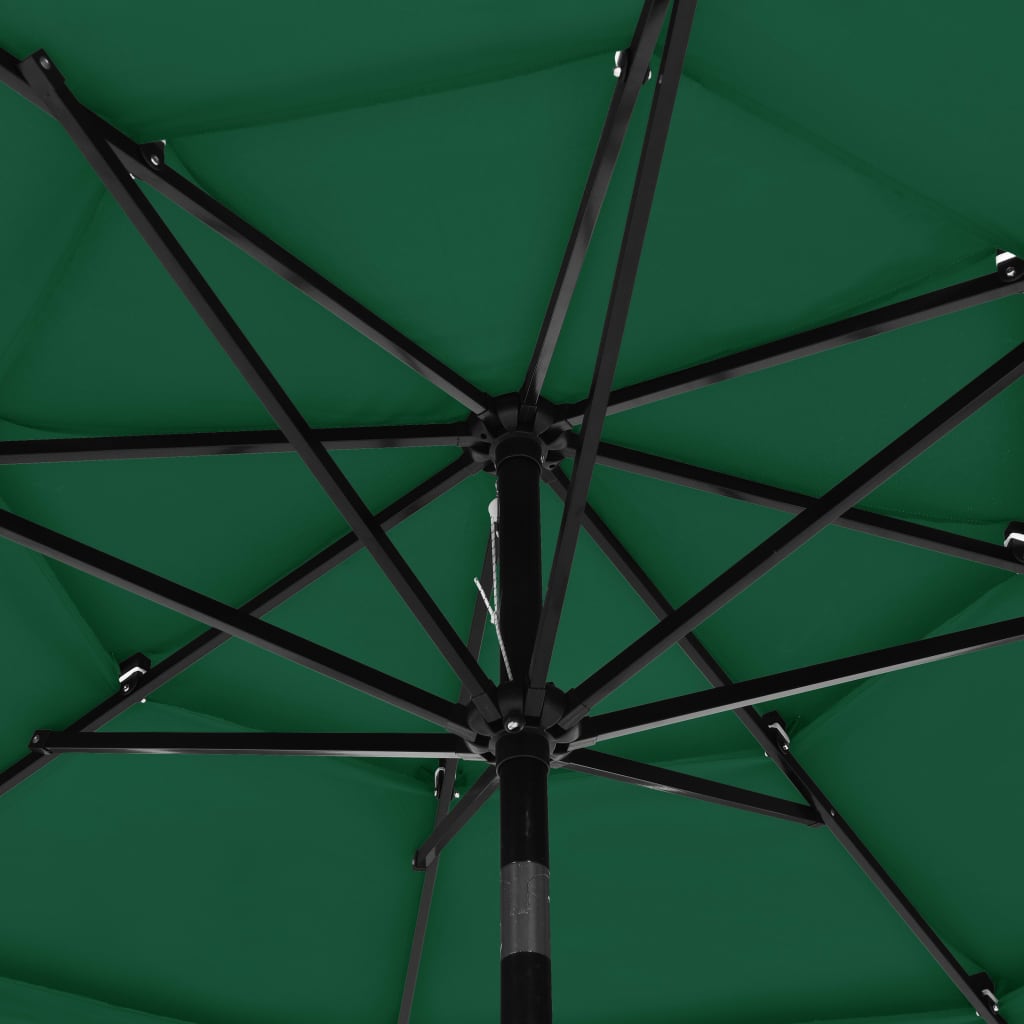 Parasol 3-Laags Met Aluminium Paal 3 m Groen