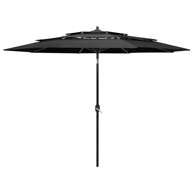 Parasol 3-Laags Met Aluminium Paal Kleurig 3 m Antraciet