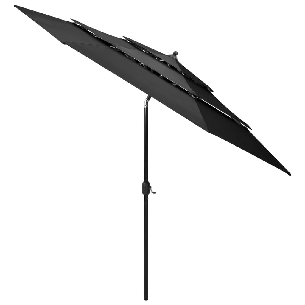 Parasol 3-Laags Met Aluminium Paal Kleurig 3 m Antraciet