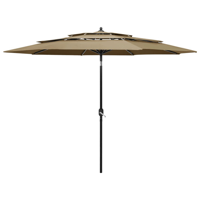 Parasol 3-Laags Met Aluminium Paal 3 m Taupe