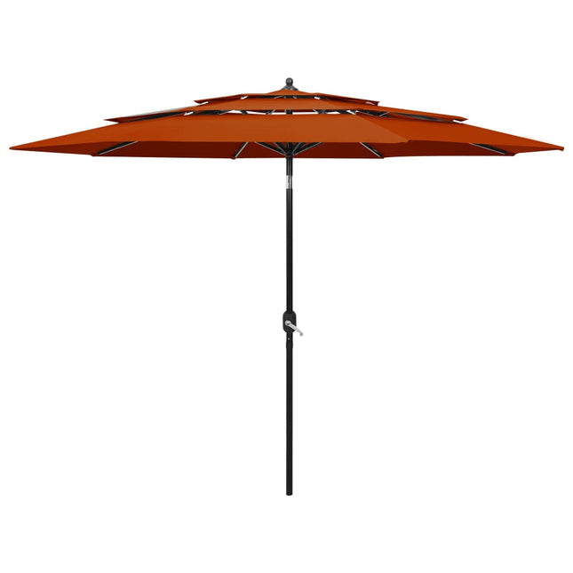 Parasol 3-Laags Met Aluminium Paal 3 M Terracottakleurig