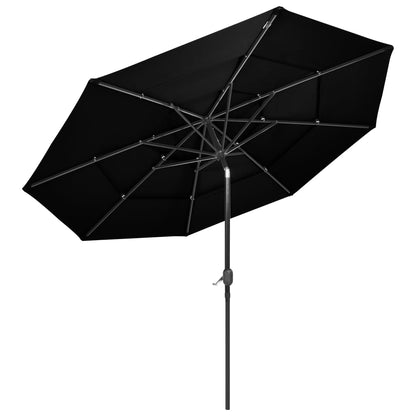 Parasol 3-Laags Met Aluminium Paal 3 m Zwart