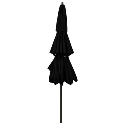 Parasol 3-Laags Met Aluminium Paal 3 m Zwart