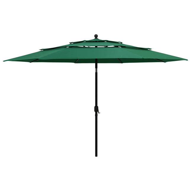 Parasol 3-Laags Met Aluminium Paal 3,5 M 3.5 m Groen