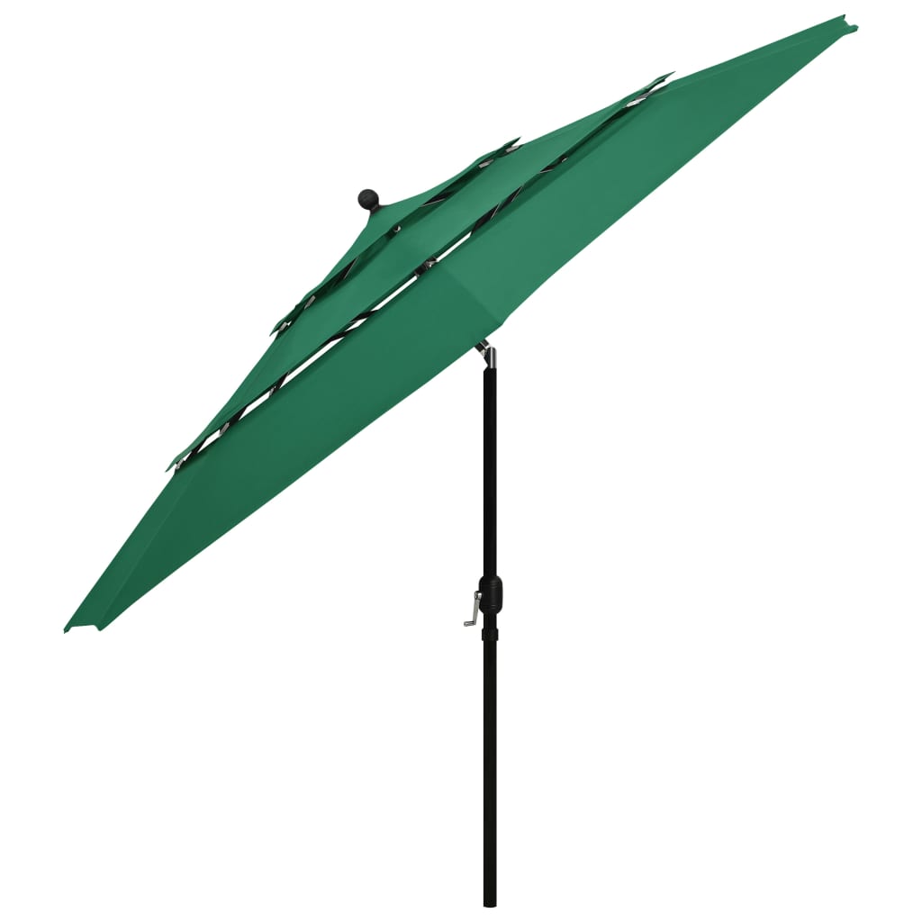 Parasol 3-Laags Met Aluminium Paal 3,5 M 3.5 m Groen