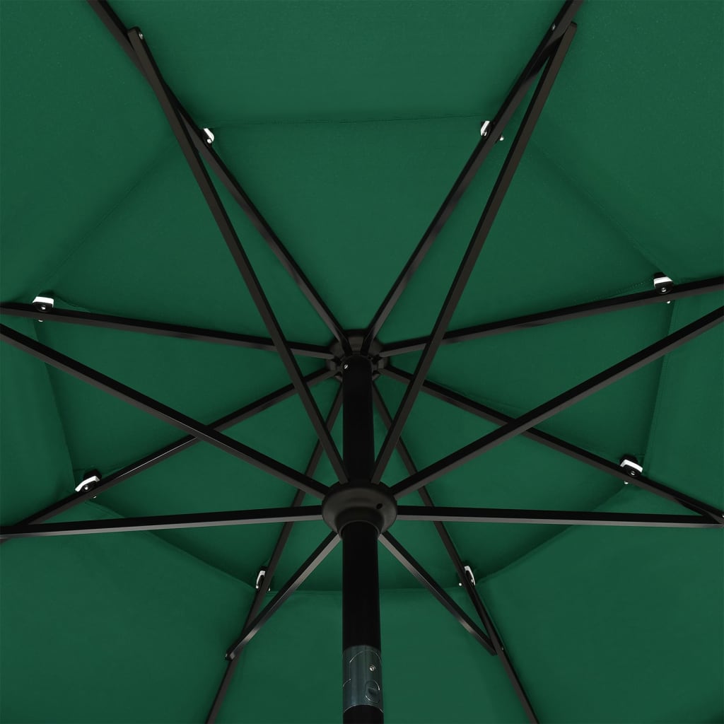 Parasol 3-Laags Met Aluminium Paal 3,5 M 3.5 m Groen