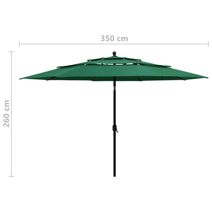 Parasol 3-Laags Met Aluminium Paal 3,5 M 3.5 m Groen