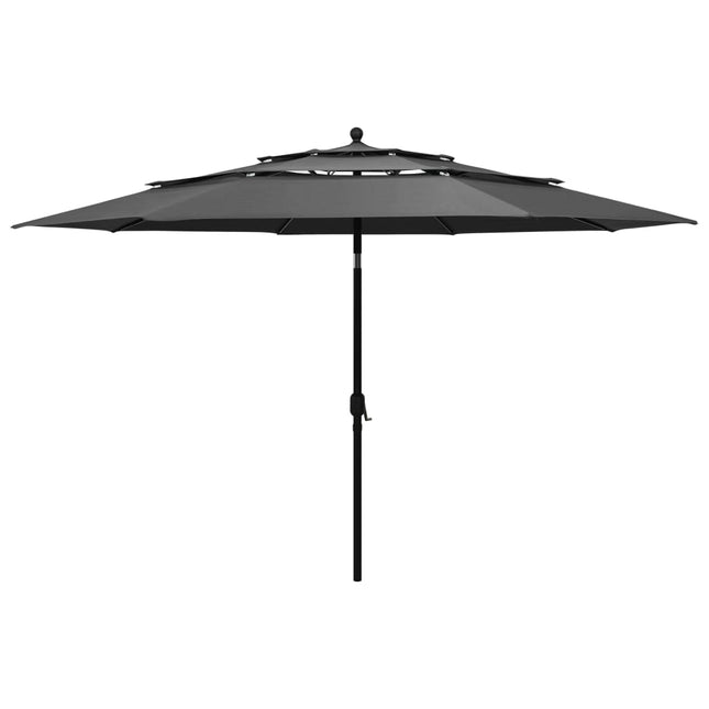 Parasol 3-Laags Met Aluminium Paal 3,5 M Kleurig 3.5 m Antraciet