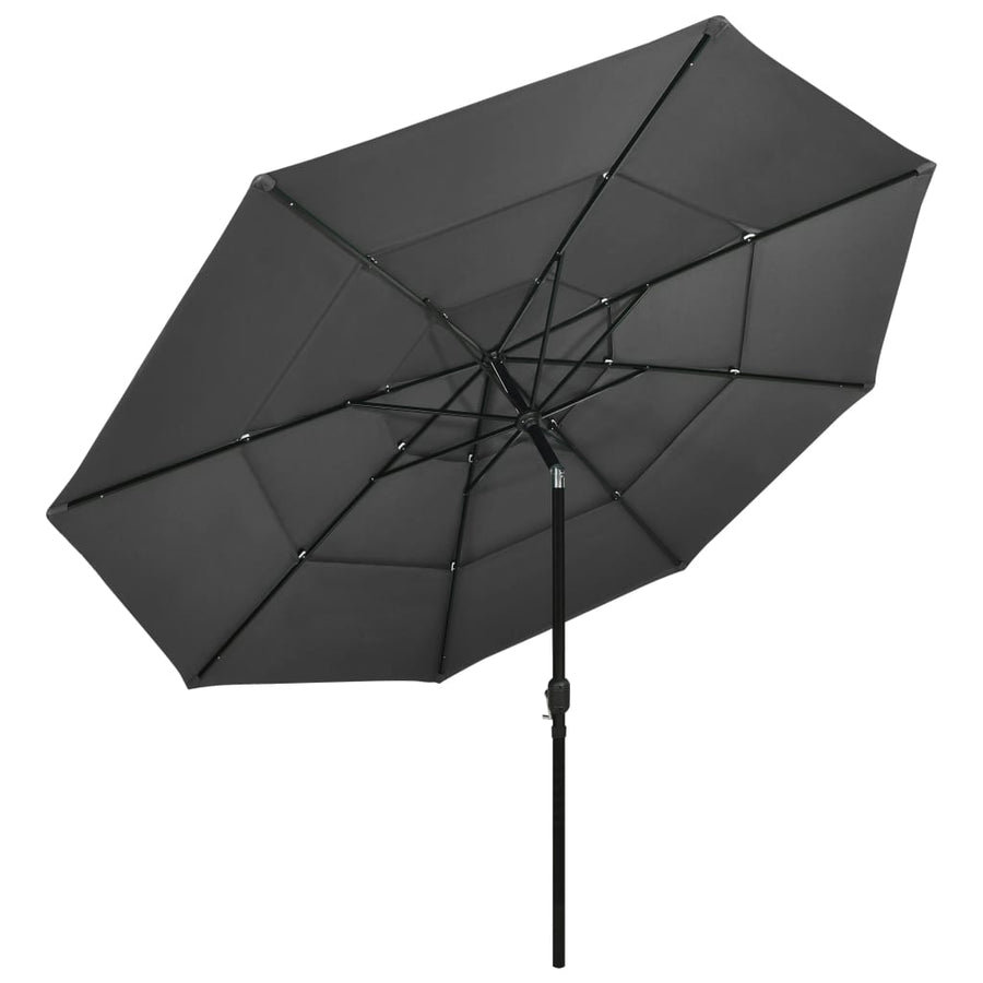 Parasol 3-Laags Met Aluminium Paal 3,5 M Kleurig 3.5 m Antraciet