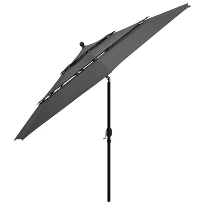Parasol 3-Laags Met Aluminium Paal 3,5 M Kleurig 3.5 m Antraciet