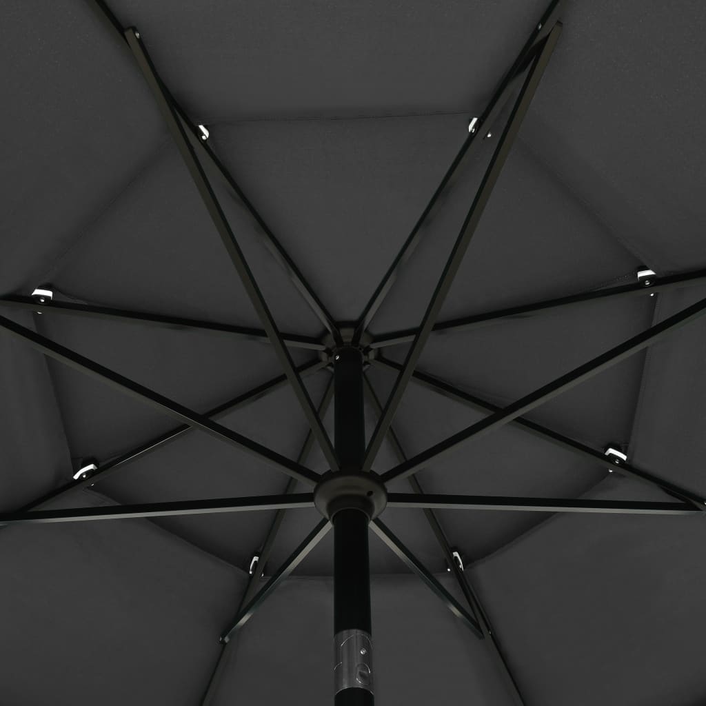 Parasol 3-Laags Met Aluminium Paal 3,5 M Kleurig 3.5 m Antraciet