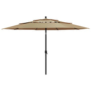 Parasol 3,5 m taupe aluminium paal