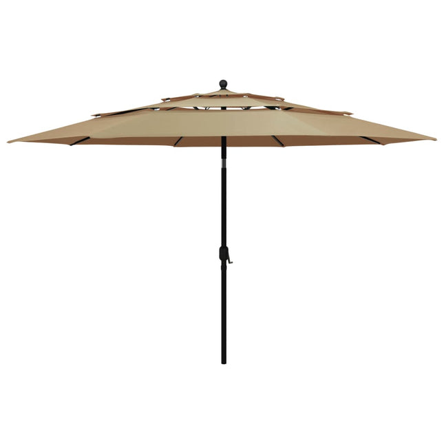 Parasol 3-Laags Met Aluminium Paal 3,5 M 3.5 m Taupe