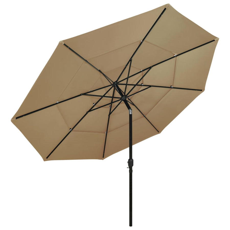 Parasol 3-Laags Met Aluminium Paal 3,5 M 3.5 m Taupe