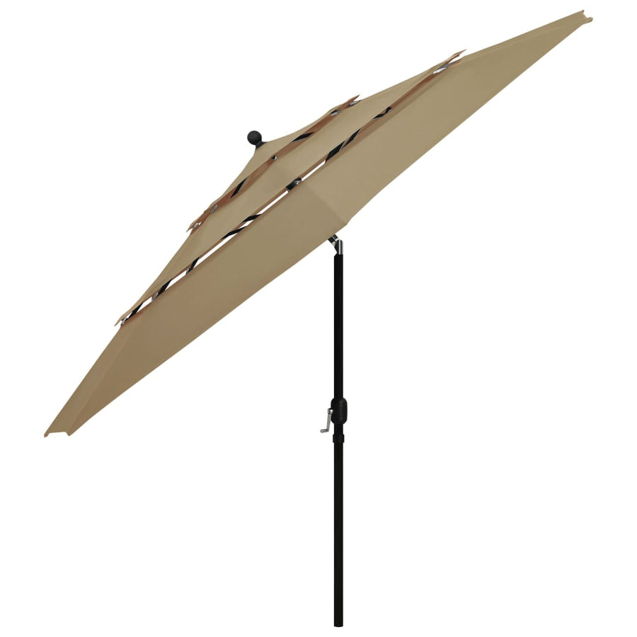 Parasol 3-Laags Met Aluminium Paal 3,5 M 3.5 m Taupe