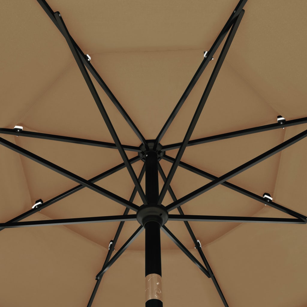 Parasol 3-Laags Met Aluminium Paal 3,5 M 3.5 m Taupe
