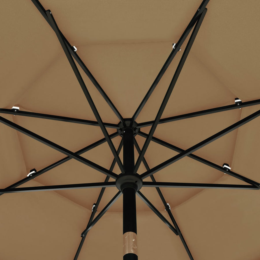 Parasol 3-Laags Met Aluminium Paal 3,5 M 3.5 m Taupe