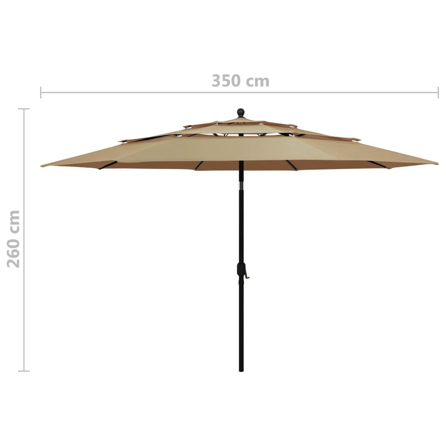 Parasol 3-Laags Met Aluminium Paal 3,5 M 3.5 m Taupe