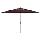 Parasol 3-Laags Met Aluminium Paal 3,5 M 3.5 m Bordeauxrood