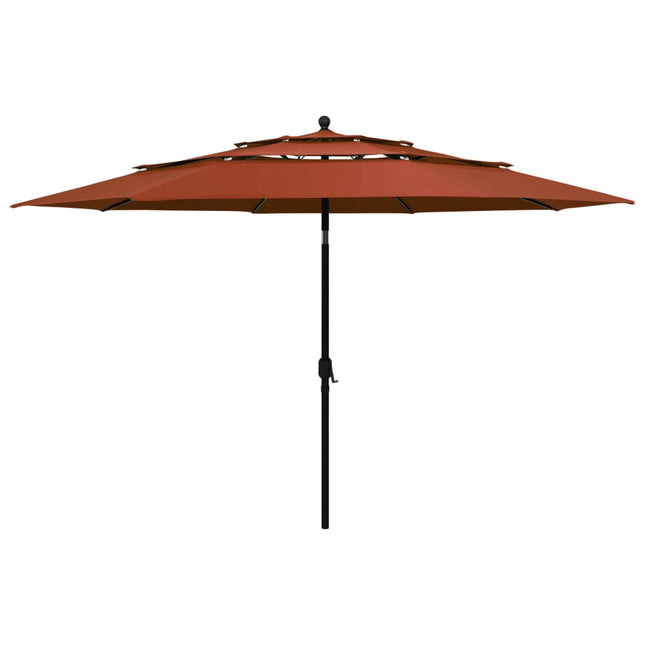 Parasol 3-Laags Met Aluminium Paal 3,5 M Kleurig 3.5 m Terracotta