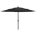 Parasol 3-laags met aluminium paal 3,5 m zwart