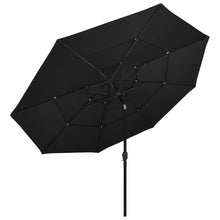 Parasol 3-Laags Met Aluminium Paal 3,5 M 3.5 m Zwart