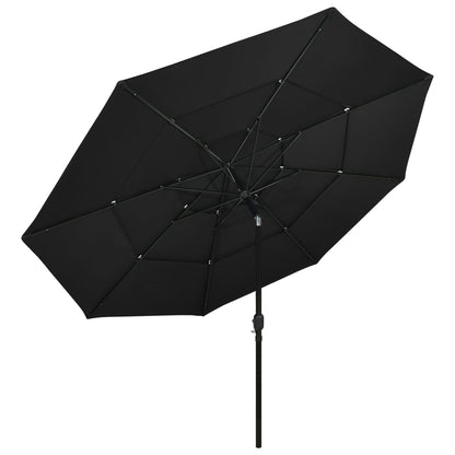 Parasol 3-Laags Met Aluminium Paal 3,5 M 3.5 m Zwart